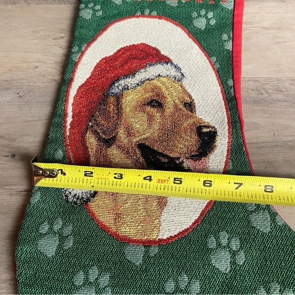 Christmas Holiday Stocking Yellow Lab in SANTA HAT Tapestry Linda Picken - Picture 7 of 7
